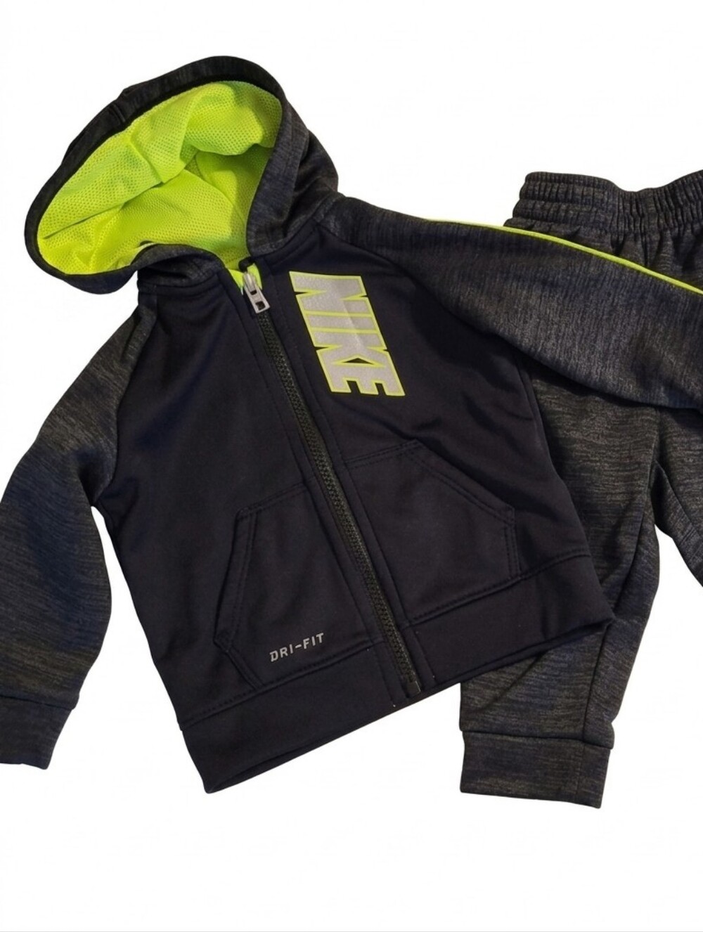 Nike Jogging Suit Zip Jacket & Pants Green & Black Like NEW